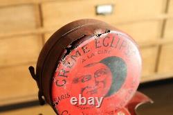 Ancien Présentoir Publicitaire Rotatif Tole Cirage Crème Eclipse Tin Vintage Tin