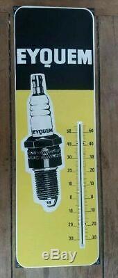 Ancien Thermomètre / Plaque émaillée EYQUEM Garage, Automobilia 31x98cm