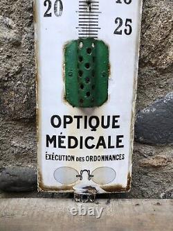 Ancien Thermomètre émaillé (101,5cm) LUNETTERIE Optique Médicale -no plaque tole