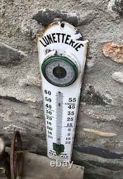 Ancien Thermomètre émaillé (101,5cm) LUNETTERIE Optique Médicale -no plaque tole