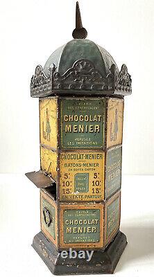 Ancien kiosque Morris distributeur Chocolat Menier en tôle lithographiée 1895