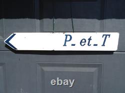 Ancien panneau routier PTT POSTE plaque émaillée french POST enamel road sign