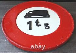 Ancien panneau signalisation Camion 1t5 Plaque émaillée 50cm Vintage Auto 1950's