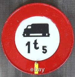 Ancien panneau signalisation Camion 1t5 Plaque émaillée 50cm Vintage Auto 1950's