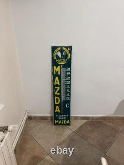 Ancien thermomètre émaillé plaque émaillée Mazda