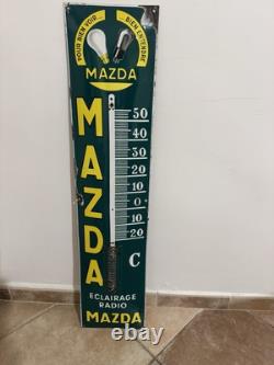 Ancien thermomètre émaillé plaque émaillée Mazda