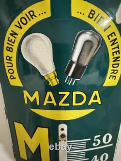 Ancien thermomètre émaillé plaque émaillée Mazda