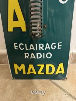 Ancien thermomètre émaillé plaque émaillée Mazda