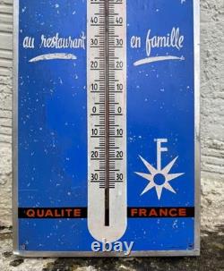 Ancien thermomètre tôle litho ORANGINA Villemot Jost n plaque émaillée soda bar