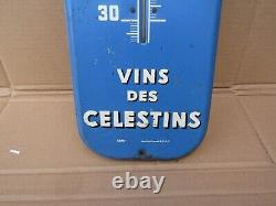Ancien thermomètre tole peinte vins celestins