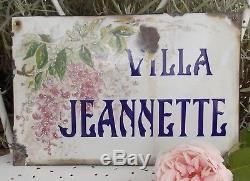 Ancienne Grande Plaque Emaillee Bombee De Rue De Villa Villa Jeannette 19eme
