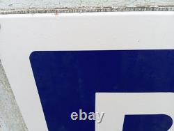 Ancienne Grande Plaque Emaillee Parking Visiteurs Obligatoire
