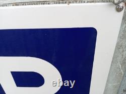 Ancienne Grande Plaque Emaillee Parking Visiteurs Obligatoire