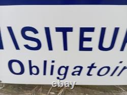 Ancienne Grande Plaque Emaillee Parking Visiteurs Obligatoire