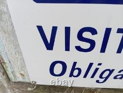 Ancienne Grande Plaque Emaillee Parking Visiteurs Obligatoire