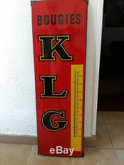 Ancienne Grande plaque émaillée thermomètre Bougies K L G 32x100cm