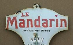 Ancienne PLAQUE EMAILLEE LE MANDARIN BOMBEE THERMOMETRE déco pub bar bistrot PLV