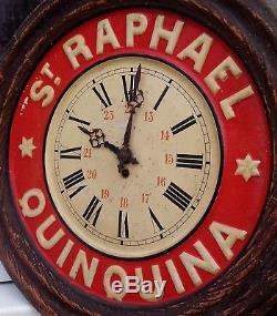 Ancienne Pendule, Horloge, Publicitaire St Raphael Quinquina Tole Peinte