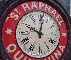 Ancienne Pendule, Horloge, Publicitaire St Raphael Quinquina Tole Peinte