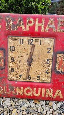 Ancienne Pendule Murale Horloge Publicitaire En Tole St Raphael Quinquina Cafe