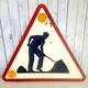 Ancienne Plaque Émaille Signalisation Travaux Chantier Vitracier Neuhaus H77cm