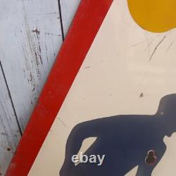 Ancienne Plaque Émaille Signalisation Travaux Chantier Vitracier Neuhaus H77cm