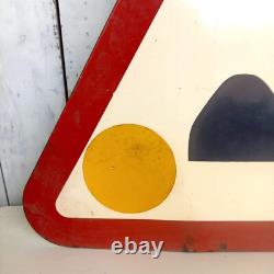 Ancienne Plaque Émaille Signalisation Travaux Chantier Vitracier Neuhaus H77cm