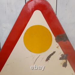 Ancienne Plaque Émaille Signalisation Travaux Chantier Vitracier Neuhaus H77cm