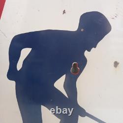 Ancienne Plaque Émaille Signalisation Travaux Chantier Vitracier Neuhaus H77cm