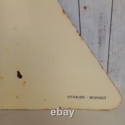 Ancienne Plaque Émaille Signalisation Travaux Chantier Vitracier Neuhaus H77cm