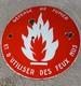 Ancienne Plaque Emaillée Bombée 39 cm Defense De Fumer Industrial Enamel Sign