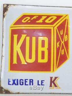 Ancienne Plaque Emaillée Bombée BOUILLON KUB Exiger le K