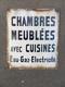 Ancienne Plaque Emaillee Bombee Chambres Meublees Avec Cuisines