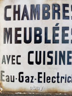 Ancienne Plaque Emaillee Bombee Chambres Meublees Avec Cuisines