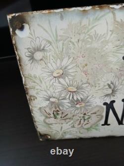 Ancienne Plaque Émaillée Bombée De Villa Notsa Propriété XIXe Papillon Fleurs