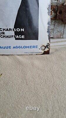 Ancienne Plaque Emaillee Bombee L'anthracine Charbon