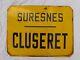 Ancienne Plaque Emaillee Bus Suresnes Cluseret / Ratp Transports En Commun