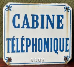 Ancienne Plaque Emaillee Cabine Telephonique