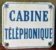 Ancienne Plaque Emaillee Cabine Telephonique