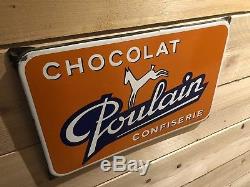 Ancienne Plaque Emaillee Chocolat Poulain En Superbe Etat