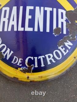 Ancienne Plaque Émaillée Directionnelle Châteauroux RALENTIR