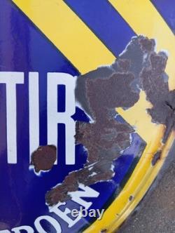 Ancienne Plaque Émaillée Directionnelle Châteauroux RALENTIR