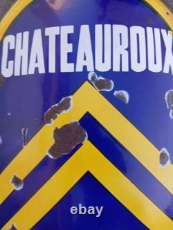 Ancienne Plaque Émaillée Directionnelle Châteauroux RALENTIR