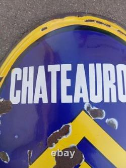 Ancienne Plaque Émaillée Directionnelle Châteauroux RALENTIR