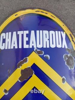 Ancienne Plaque Émaillée Directionnelle Châteauroux RALENTIR