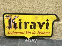 Ancienne Plaque Émaillée Double Face KIRAVI Séduisant Vin De France
