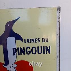 Ancienne Plaque Emaillee Double Face Laines Du Pingouin Chaussetes Stemm 65×45