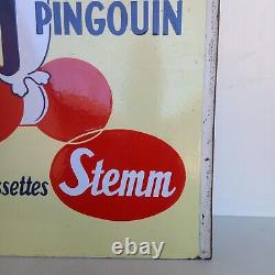 Ancienne Plaque Emaillee Double Face Laines Du Pingouin Chaussetes Stemm 65×45