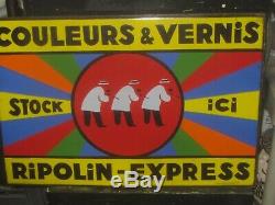 Ancienne Plaque Emaillee Double Face Peinture Ripolin