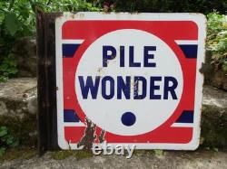 Ancienne Plaque Émaillée Double Face Pile Wonder